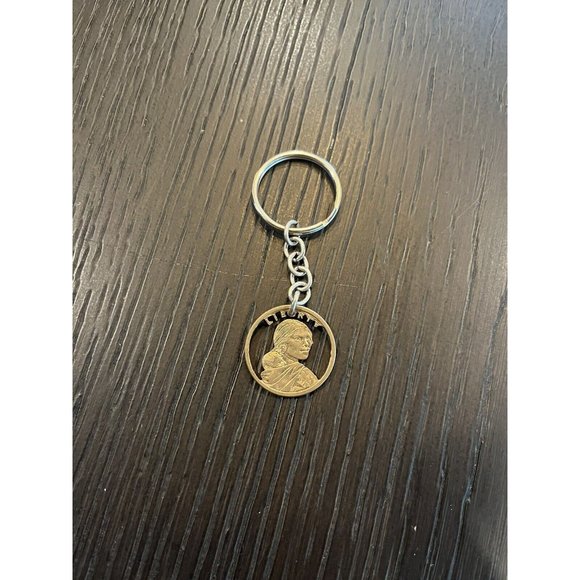 “Hobo Nickel” Sacagawea One Dollar Coin Carved Keychain Pendant Jewelry Charm - Picture 3 of 4